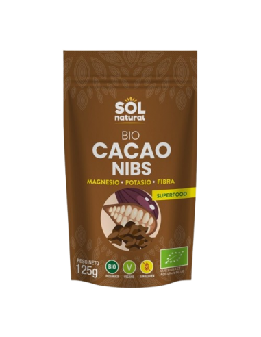 CACAO NIBS CRUDO RAW BIO 125G SOL...