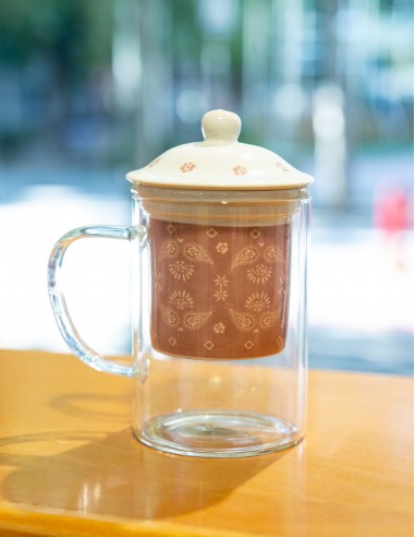 TAZA CRISTAL FILTRO PORCELANA FLORES...