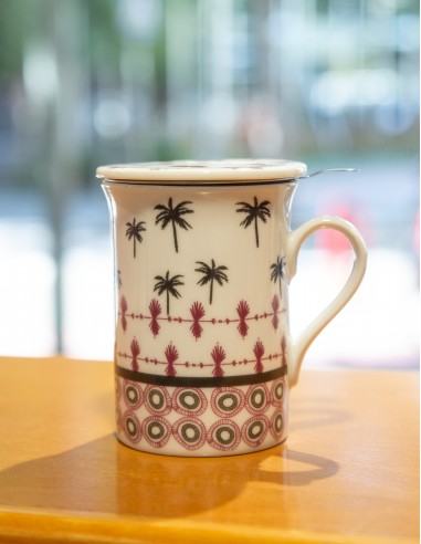 TAZA PORCELANA ROSA PALMERAS FILTRO...