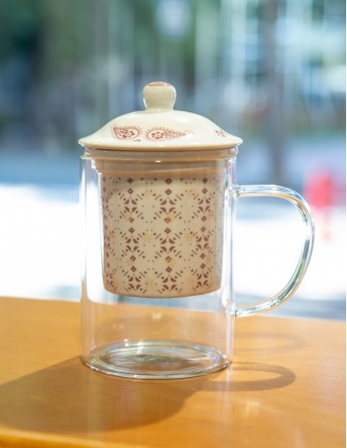 TAZA CRISTAL FILTRO PORCELANA BLANCA...