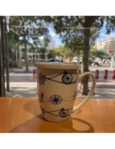 TAZA FILTRO PORCELANA  AZUL BRUJULA
