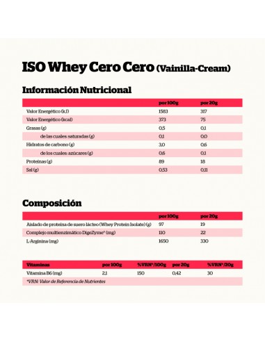 ISO WHEY CERO CERO 900GR VAINILLA...