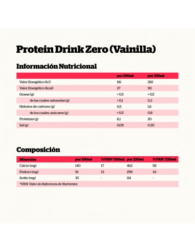 PROTEIN ZERO VAINILLA 330ML 20G...