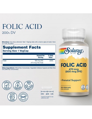 ACIDO FOLICO 100 CAP 800 MG SOLARAY